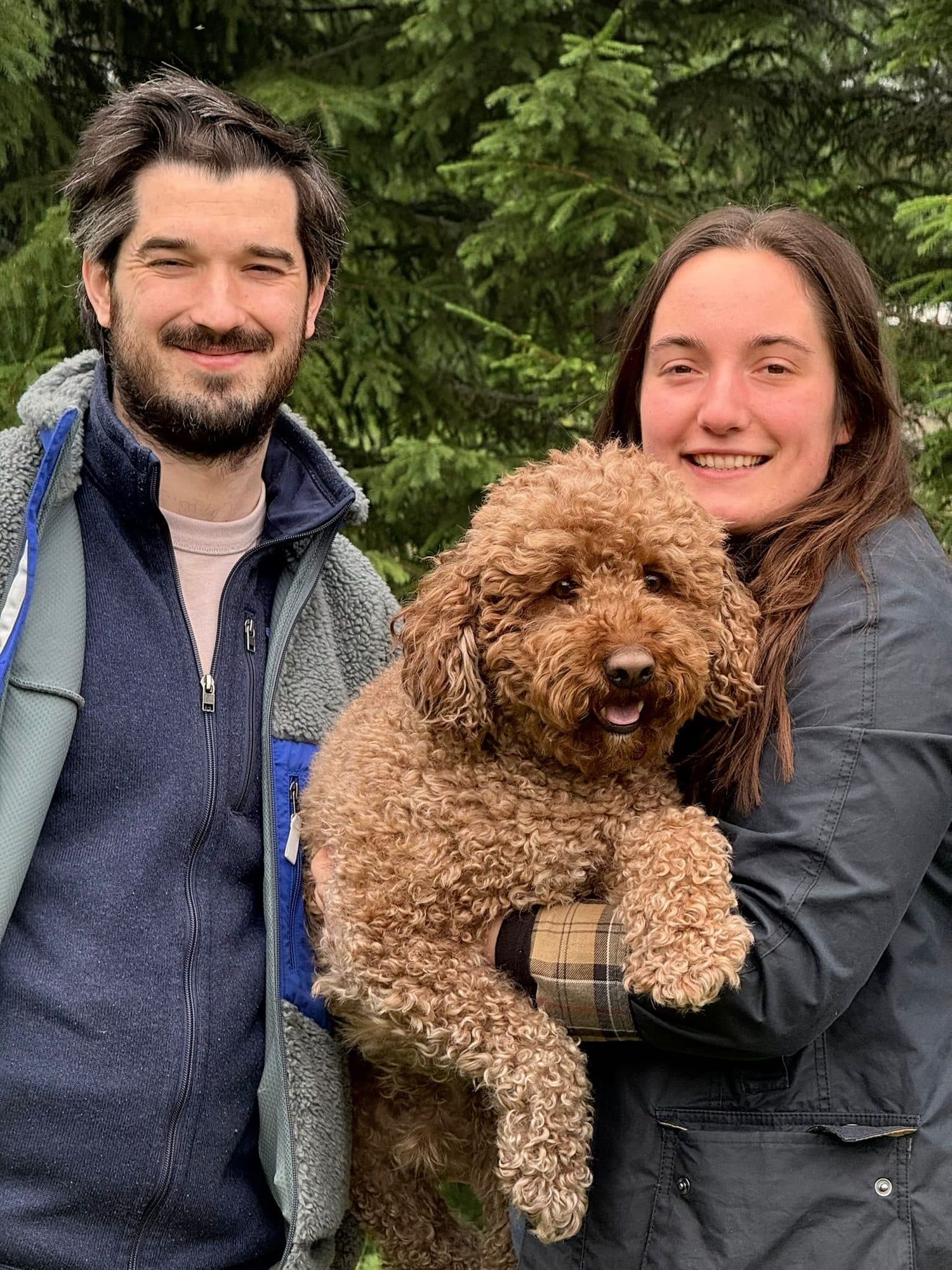 Nick and Laura with Albus the Labradoodle